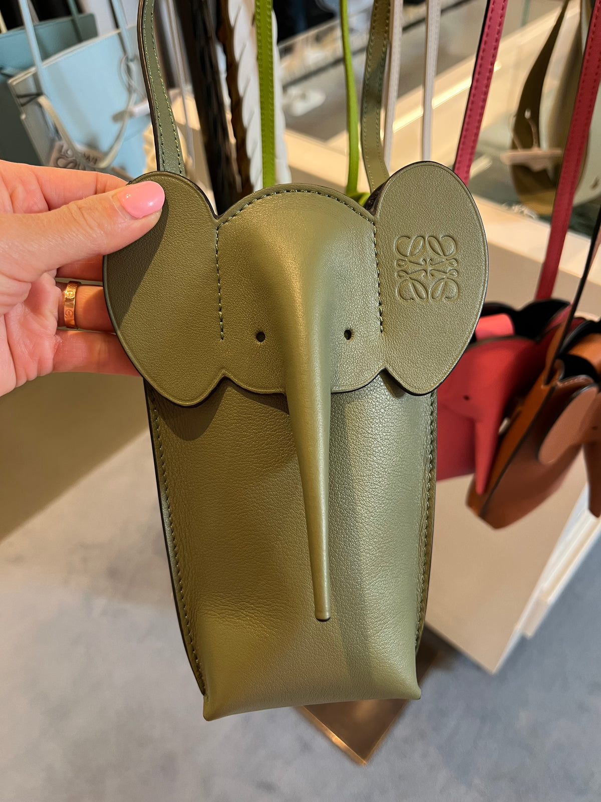 Loewe Elephant Pocket — Avocado Green