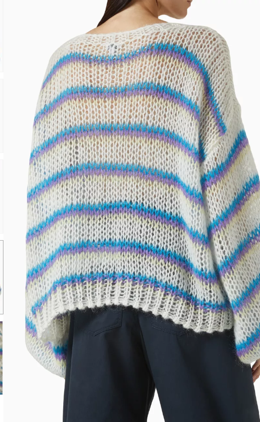 Loewe Anagram Open-Knit Mohair Sweater — Striped (S)