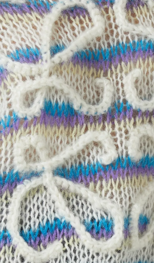 Loewe Anagram Open-Knit Mohair Sweater — Striped (S)