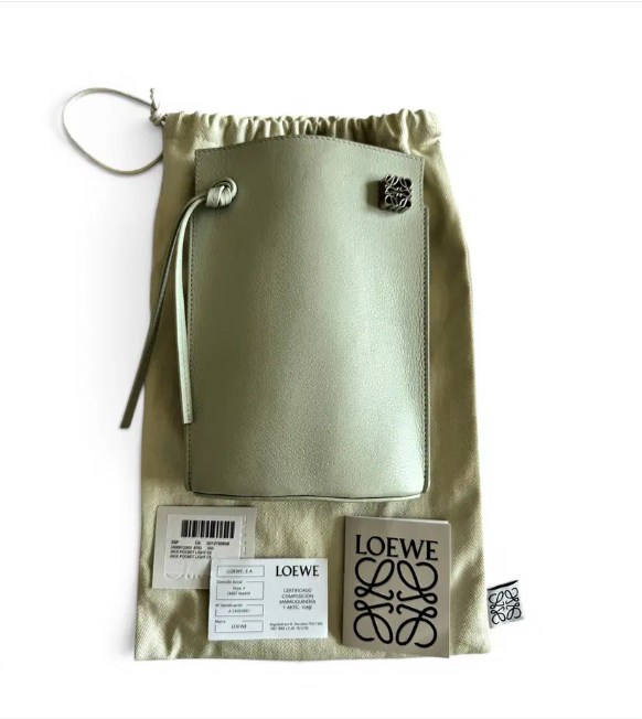 Loewe Dice Pocket — Stone Blue, New with Dust Bag