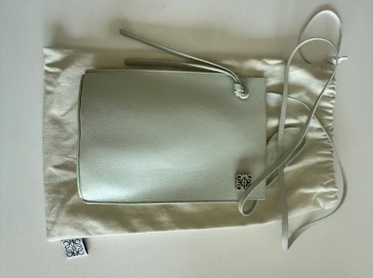 Loewe Dice Pocket — Stone Blue, New with Dust Bag